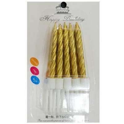 Gold Chrome Swirl Birthday Candles Singapore