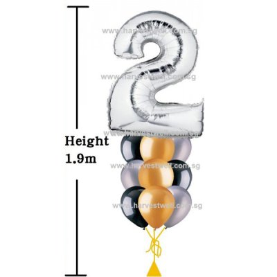 Silver Megaloon Number Helium Balloon Column Singapore