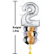 Silver Megaloon Number Helium Balloon Column