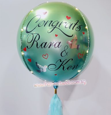 Congrats Wedding Lovely Dove Customize ORBZ Balloon Singapore