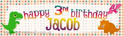 Cute Dino Star Birthday Customized Banner Singapore