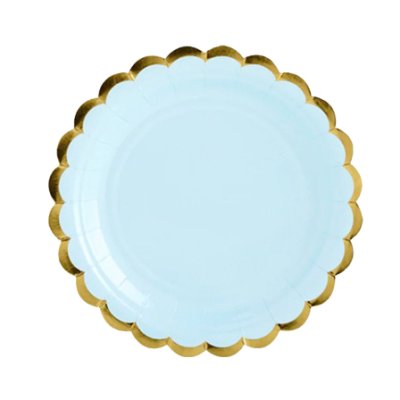 Gold Scalloped Light Blue 7inches Dessert Paper Plate 16pcs Singapore