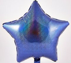 Holographic Blue Star Shape Mylar Balloon