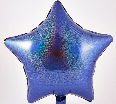 Holographic Blue Star Shape Mylar Balloon Singapore