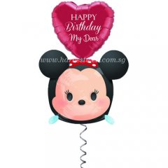 Customised TsumTsum Minnie Mouse With Foil On Top Helium Balloon
