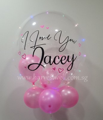 Customised I Love You Hearts Bubble Balloon Singapore