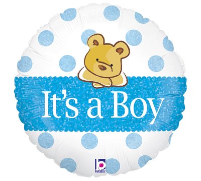 Holographic Teddy Bear It's A Boy Mylar Balloon Singapore