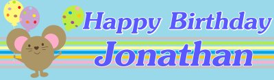 Little Mice (Blue) Birthday Customized Banner Singapore