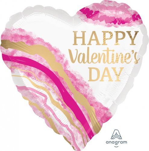 Watercolor Geode Happy Valentine Day Mylar Balloon