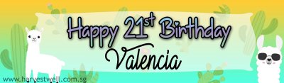 Cool Llama Birthday Customized Banner Singapore