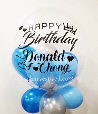 Customised Happy Birthday King Bubble Balloon Singapore