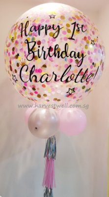 Star Around Pink Personalized Jumbo Helium Latex Balloon Singapore