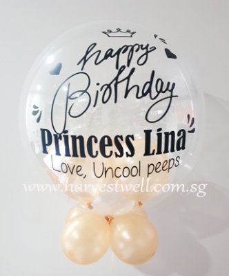 Customised Happy Birthday Princess Crown Bubble Balloon Singapore