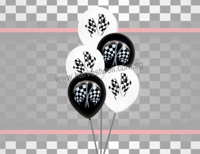 F1 Racing Checkered Flag Helium Latex Balloon Bouquet Singapore