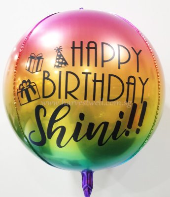 Rainbow Birthday Customize ORBZ Balloon Singapore