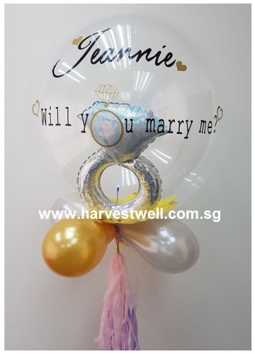 Customised Marry Me Ring In Bubble Balloon