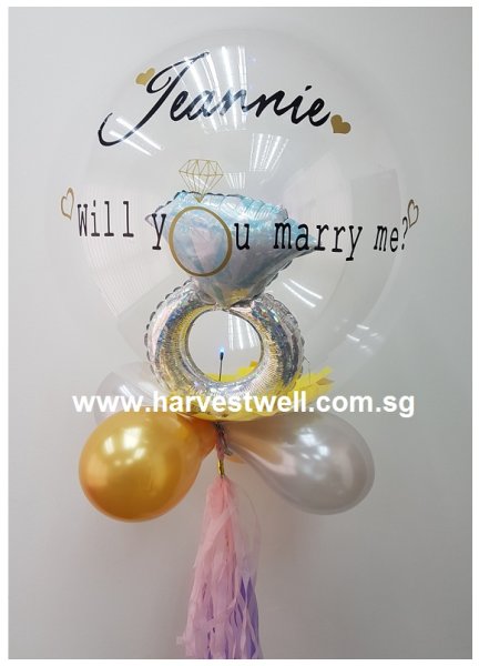 Customised Marry Me Ring In Bubble Balloon Singapore