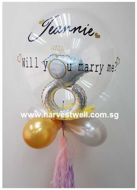 Customised Marry Me Ring In Bubble Balloon Singapore