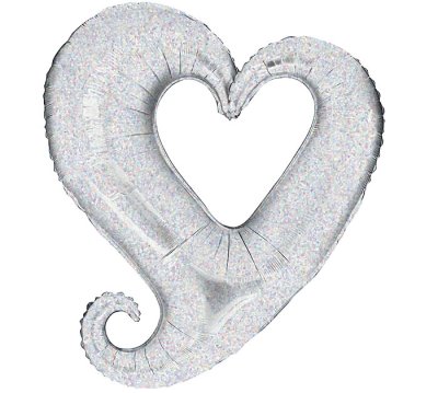 Holo Heart (Silver) Super Shape Mylar Balloon Singapore