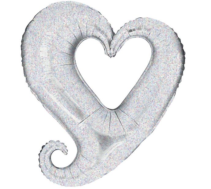 Holo Heart (Silver) Super Shape Mylar Balloon Singapore