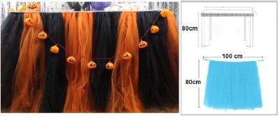 BLACK and Orange Colour TUTU Table Skirt (1 METRE) Singapore
