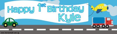 Cute Transports Birthday Customized Banner Singapore