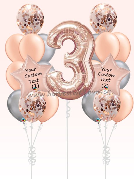 Personalised Rose Gold Megaloon Balloon Bundle Set Singapore