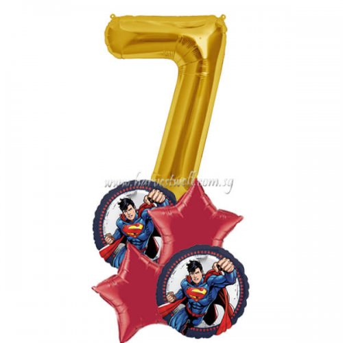 Superman Birthday Age Balloon Bouquet