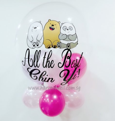 Personalised We Bare Bears Theme Bubble Balloon