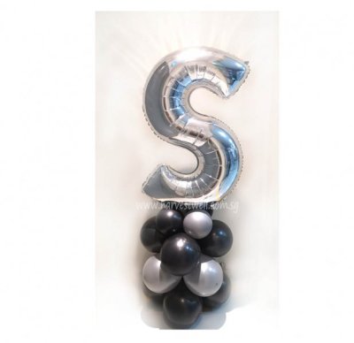Silver Megaloon Alphabet Balloon Column Singapore