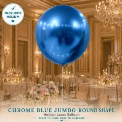 Chrome Blue Jumbo Round Shape Helium Latex Balloon