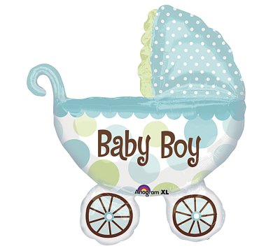 Baby Boy Buggy Super Shape Mylar Balloon Singapore