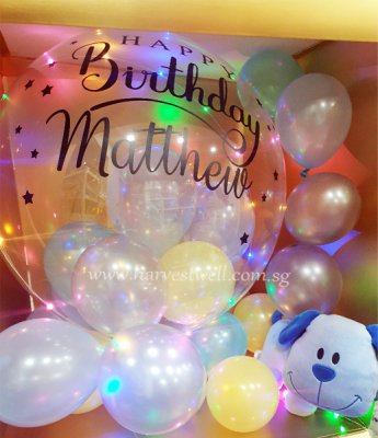 Customize Surprise Box with Happy Bday Bubble Balloon Singapore