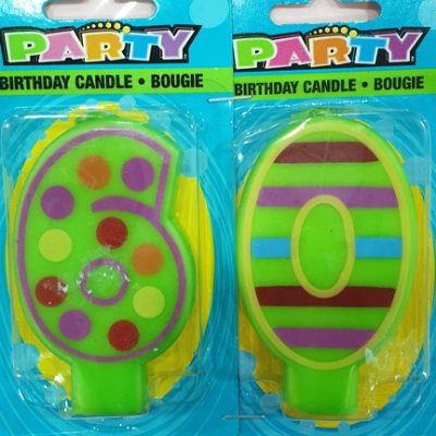 PROMO Number 6 and 0 Colourful Candle Set Singapore