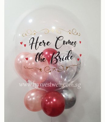 Customised Here Comes The Bride Bubble Balloon Singapore
