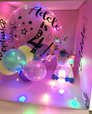 Customize Surprise Balloon Gift Box with Pastel Bubble Balloon Singapore