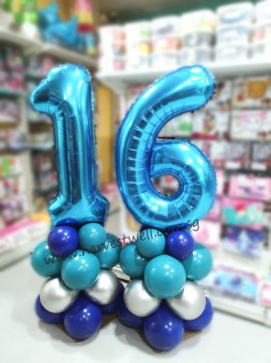 Blue Megaloon Number 1 Pair Balloon Column Singapore