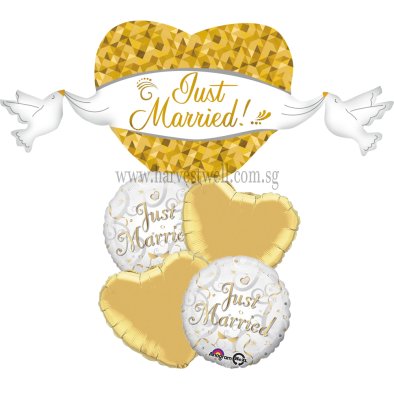 Just Married Heart & Doves Balloon Package Singapore