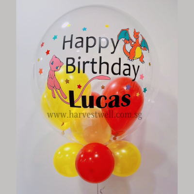 Personalised Pokemon Charizard and Mew Bubble Balloon Singapore
