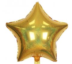 Holographic Gold Star Shape Mylar Balloon