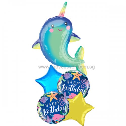 Narwhal Birthday Balloon Bouquet