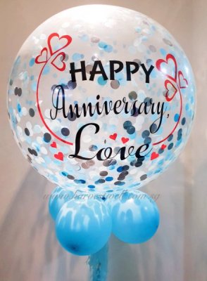 Personalized Jumbo Happy Anniversary Hearts Helium Latex Balloon Singapore