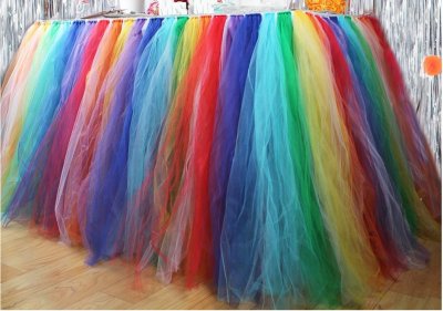 RAINBOW Colour TUTU Table Skirt (1 METRE) Singapore