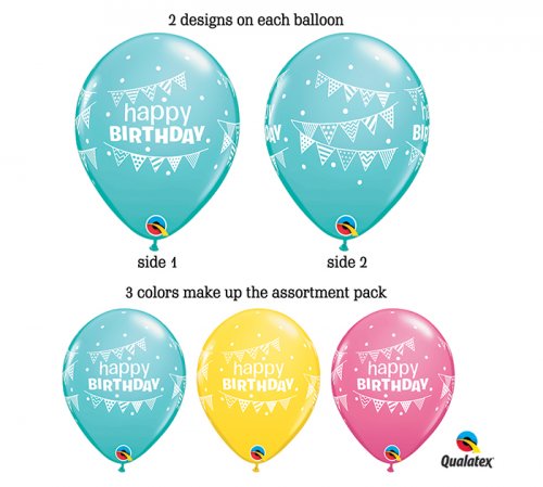 HBD Pennats & Dots Helium Latex Balloon