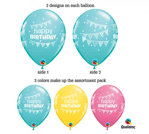 HBD Pennats & Dots Helium Latex Balloon