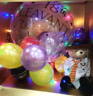 Customize Surprise Balloon Gift Box with 18th Bubble Balloon Singapore