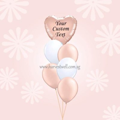 Customize Rose Gold Foil Balloon On Top Balloon Bouquet Singapore