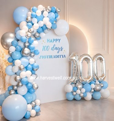Blue & Silver Balloon Setup Singapore