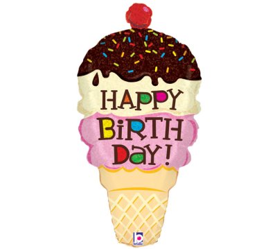 Tropical Birthday Ice Cream Super Shape Mylar Balloon Singapore