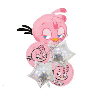 Pink Girly "Stella" Angry Birds Balloon Bouquet Singapore